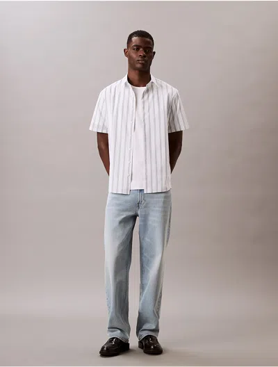 Calvin Klein Men's Poplin Stripe Classic Button-down Shirt In Gray