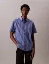 Calvin Klein Men's Poplin Stripe Classic Button-down Shirt In Blue