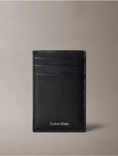 Calvin Klein Men's Premium Leather Clip Card Case In Black
