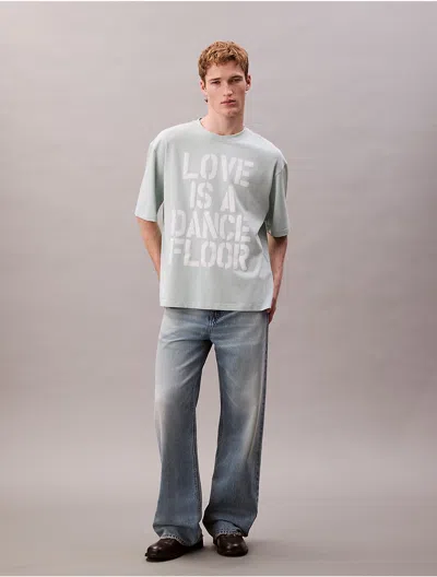 Calvin Klein Men's Pride Love Is A Dance Floor Graphic Relaxed T-shirt In Gray
