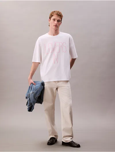 Calvin Klein Men's Pride Lovers In Graphic Relaxed T-shirt In White