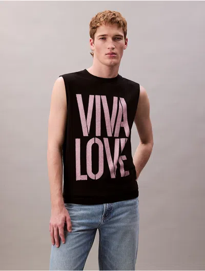 Calvin Klein Men's Pride Viva Love Graphic Relaxed Tank Top In Black