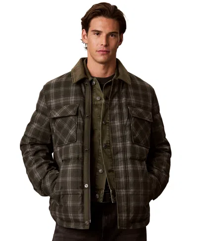 Calvin Klein Men's Printed-plaid Down Puffer Jacket In Green