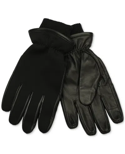 Calvin Klein Men's Puffer Leather Gloves In Black