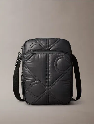 Calvin Klein Men's Puffer Monogram Logo Reporter Bag In Black