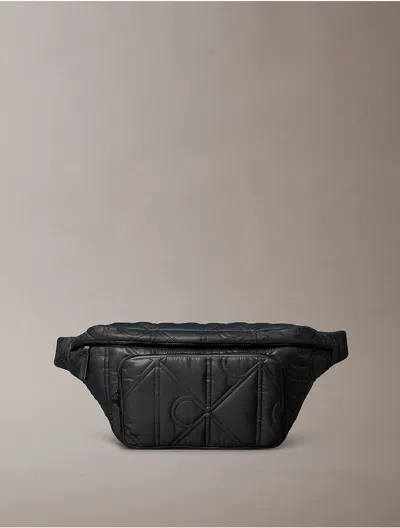 Calvin Klein Men's Puffer Monogram Logo Sling Bag In Black
