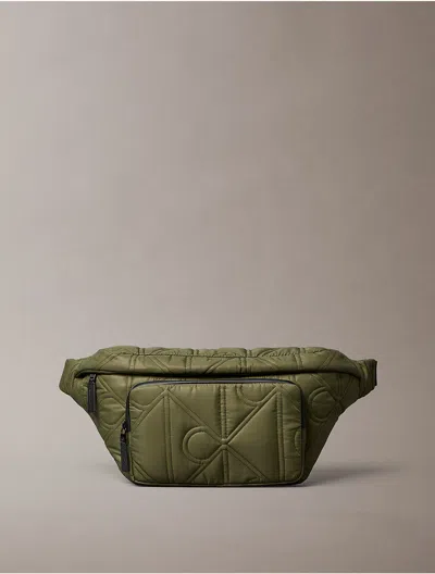 Calvin Klein Men's Puffer Monogram Logo Sling Bag In Green