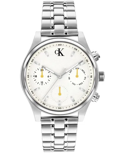 Calvin Klein Men's Quartz Modern Vintage Stainless Steel Bracelet Watch 38mm In Silver
