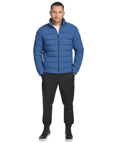 Calvin Klein Men's Quilted Infinite Stretch Water-resistant Puffer Jacket In Denim Blue
