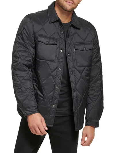 Calvin Klein Men's Quilted Shirt Jacket In Black