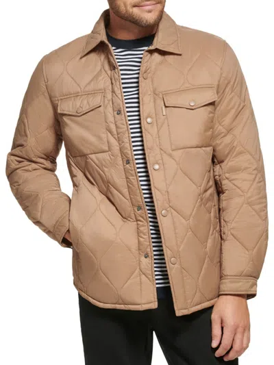 Calvin Klein Men's Quilted Shirt Jacket In Tan