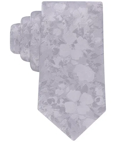 Calvin Klein Men's Raven Floral Tie In Silver