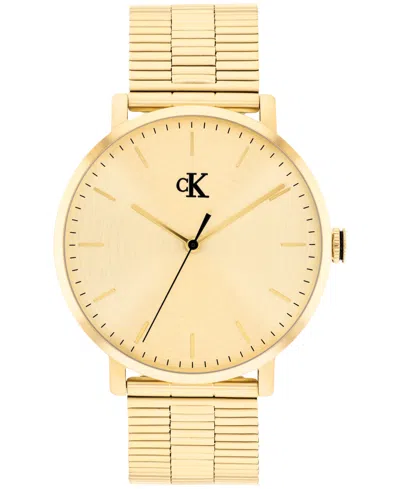 Calvin Klein Men's Real Gold Tone Stainless Steel Mesh Bracelet Watch, 42mm