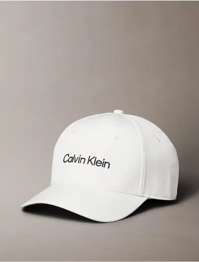 Calvin Klein Men's Recycled Polyester Logo Embroidery Baseball Cap In Bright White