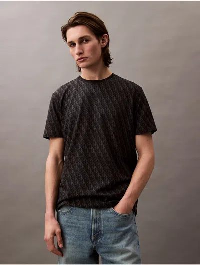 Calvin Klein Men's Refined Allover Monogram Logo Classic T-shirt In Black