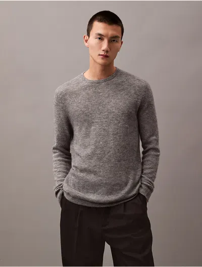 Calvin Klein Men's Refined Alpaca Wool Blend Knit Sweater In Medium Grey Htr