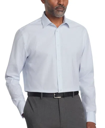 Calvin Klein Men's Refined Cotton Stretch Regular Fit Dress Shirt In Blue