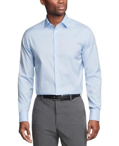 Calvin Klein Men's Refined Cotton Stretch Regular Fit Dress Shirt In Blue