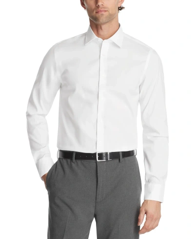 Calvin Klein Men's Refined Cotton Stretch Regular Fit Dress Shirt In White