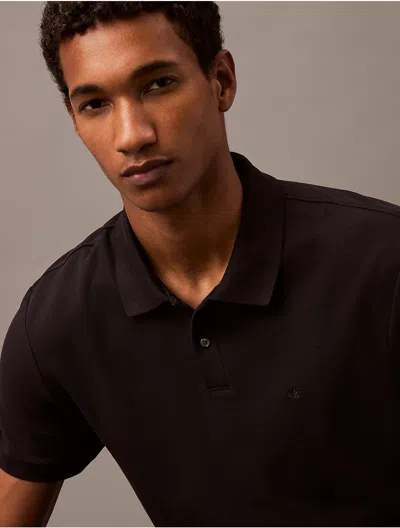 Calvin Klein Men's Refined Pique Polo Shirt In Black Beauty