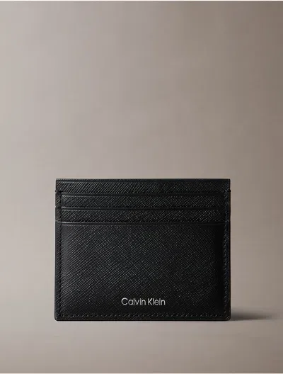 Calvin Klein Men's Refined Saffiano Card Case In Black