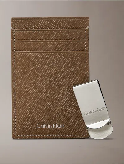 Calvin Klein Men's Refined Saffiano Card Case + Money Clip
