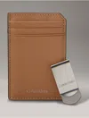 Calvin Klein Men's Refined Saffiano Card Case + Money Clip In Burro