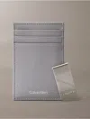 Calvin Klein Men's Refined Saffiano Card Case + Money Clip In Titanium