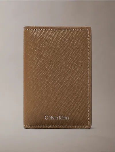 Calvin Klein Men's Refined Saffiano Compact Bifold Wallet In Caribou