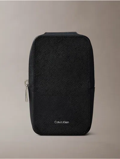 Calvin Klein Men's Refined Saffiano Phone Crossbody Bag In Black