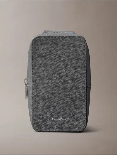 Calvin Klein Men's Refined Saffiano Phone Crossbody Bag In Gray