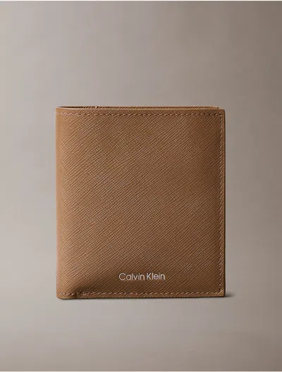 Calvin Klein Men's Refined Saffiano Slim Bifold Wallet In Caribou
