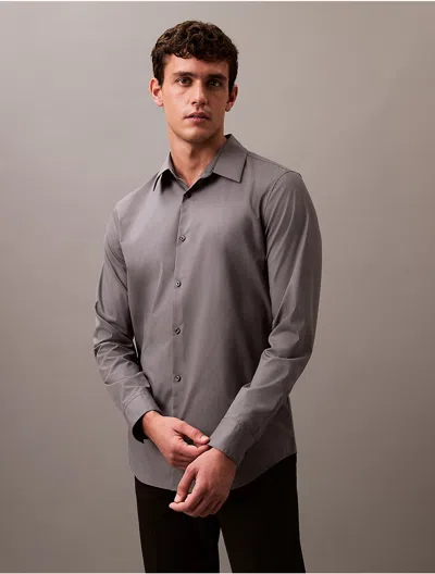 Calvin Klein Men's Refined Stretch Micro Stripe Classic Button-down Shirt In Slate Gray