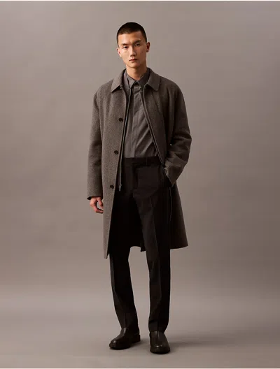 Calvin Klein Men's Refined Wool Blend Slim Trouser In Black Beauty