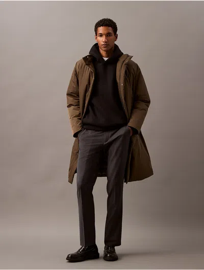Calvin Klein Men's Refined Wool Blend Slim Trouser In Charcoal Heather