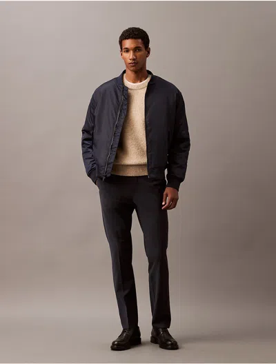 Calvin Klein Men's Refined Wool Blend Slim Trouser In Dark Sapphire