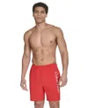 Calvin Klein Men's Regular-fit Quick-dry 5" Swim Trunks With Compression Short Liner In Medium Red