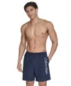 Calvin Klein Men's Regular-fit Quick-dry 5" Swim Trunks With Compression Short Liner In Navy