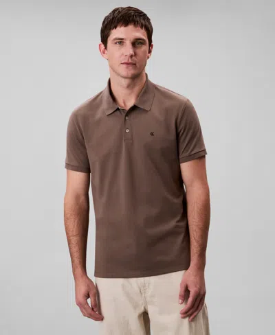Calvin Klein Men's Regular-fit Smooth Cotton Monogram Logo Polo Shirt
