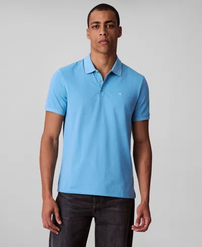Calvin Klein Men's Regular-fit Smooth Cotton Monogram Logo Polo Shirt