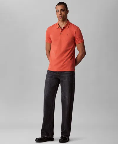 Calvin Klein Men's Regular-fit Smooth Cotton Monogram Logo Polo Shirt