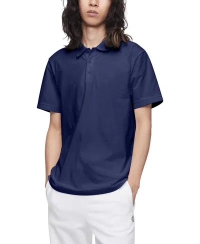 Calvin Klein Men's Regular-fit Smooth Cotton Monogram Logo Polo Shirt In Blueprint