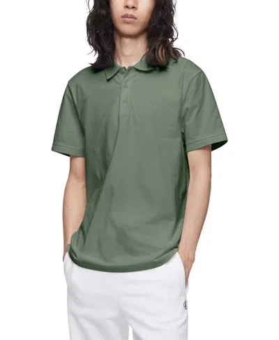 Calvin Klein Men's Regular-fit Smooth Cotton Monogram Logo Polo Shirt In Cabana Green