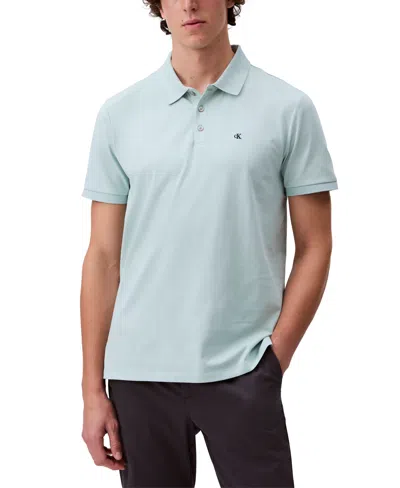 Calvin Klein Men's Regular-fit Smooth Cotton Monogram Logo Polo Shirt In Harbor Gray