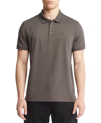 Calvin Klein Men's Regular-fit Smooth Cotton Monogram Logo Polo Shirt In Bungee Cord
