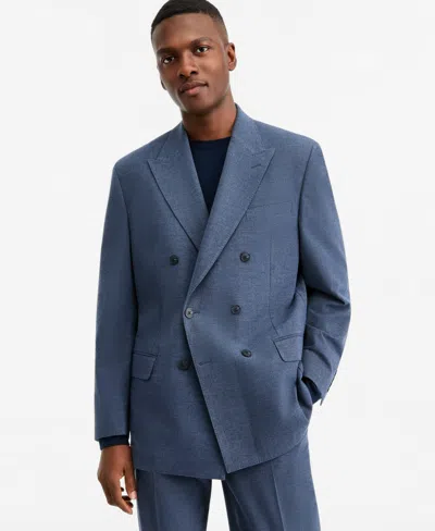 Calvin Klein Men's Relaxed Double-breasted Suit Jacket In Blue