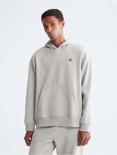 Calvin Klein Men's Relaxed Fit Archive Logo Fleece Hoodie In Gray