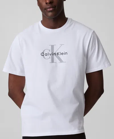 Calvin Klein Men's Relaxed-fit Logo T-shirt In Brilliant White