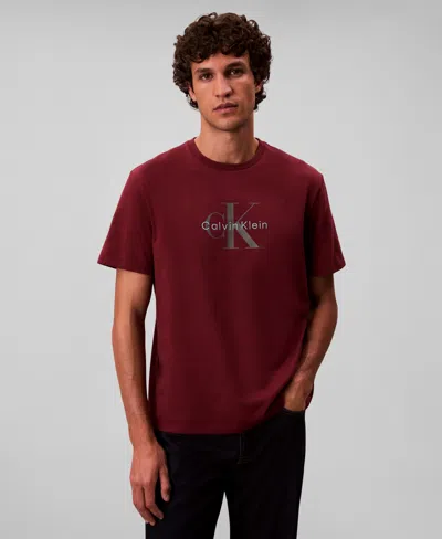 Calvin Klein Men's Relaxed-fit Logo T-shirt In Burgundy