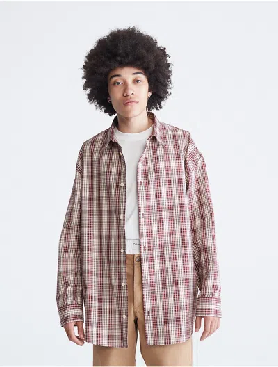 Calvin Klein Men's Relaxed Fit Plaid Button-down Shirt In Red Rock